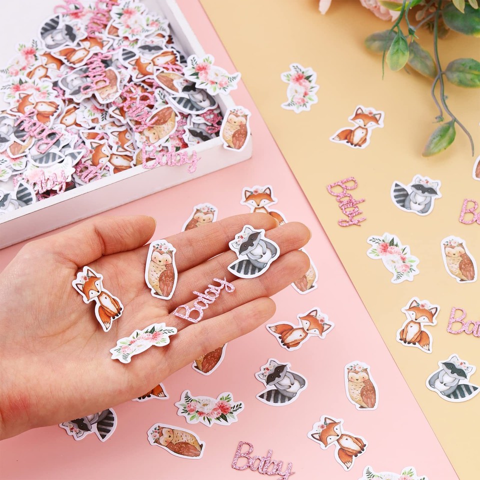200PCS Woodland Confetti Baby Shower, Woodland Animals Baby Shower