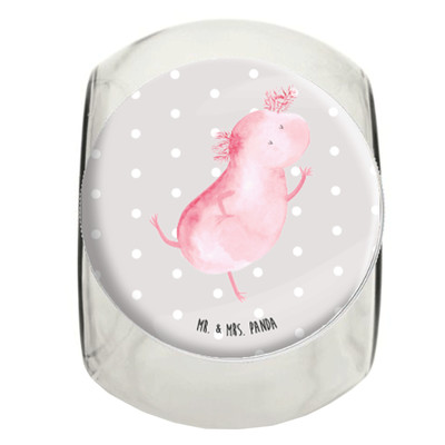 XL 2000ml Bonbonglas Axolotl Tanzen - Geschenk Molch Lurch Freudig Springen