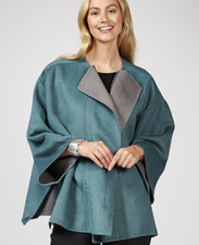 Marlawynne Double Faced Melton Coat Peacock Multi Size Large Bnwt £235.00 (254)