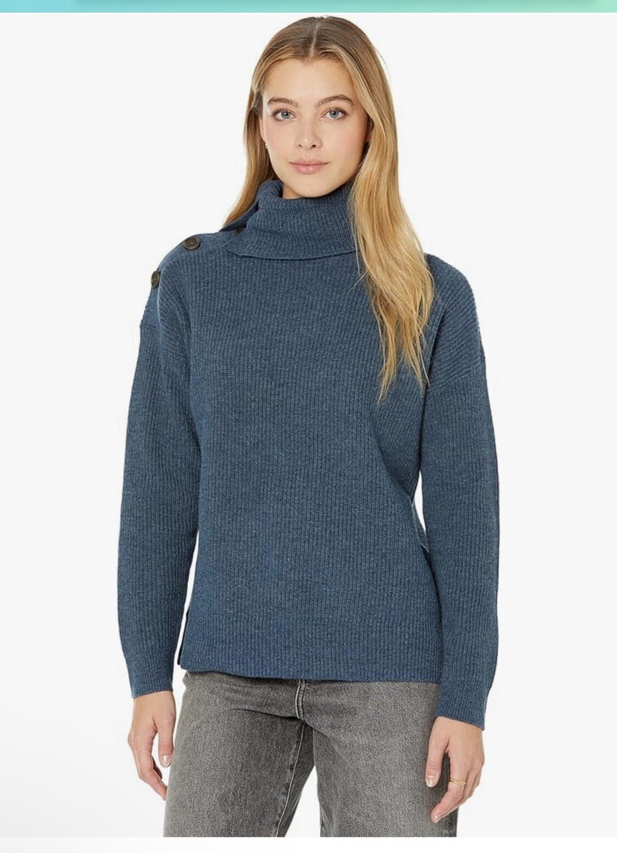 メイドウェル Madewell Button-Shoulder Turtleneck Sweater レディース Sweaters Heather T Madewell Button-Shoulder Turtleneck Sweater Heather Twilight