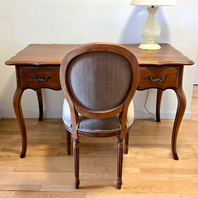 VINTAGE ETHAN ALLEN COUNTRY FRENCH BIRCH WRITING DESK & CASSATT