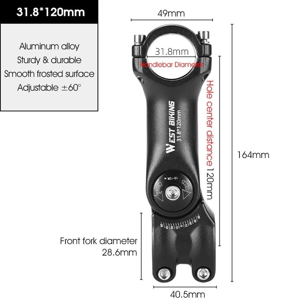25.4/31.8mm Mountain Road Bike Stems Riser Adjustable MTB Bicycle ...