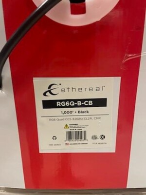 Ethereal RG6 Quad Coaxial Cable (RG6Q-B-CB) 1000ft