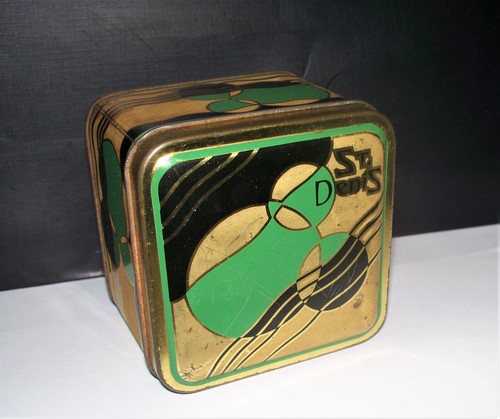 ANTIQUE 1920s ART DECO ST DENIS FRENCH PERFUME POWDER TIN BOX VANITY HOME DECOR - Picture 3 of 15