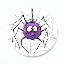 Cute Halloween Purple Spider in Web Stickers Halloween Favors Envelope Seals
