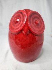 Red Owl Ceramic Figurine 5" Decoration Freestanding Big Eyes