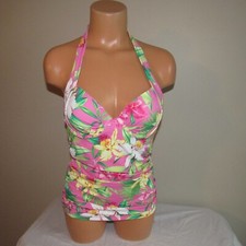 Tommy Bahama Orchid Garden UW Full Cvg Molded Cup Tankini Swim Top Preppy Pink S