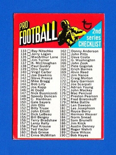 1971 Topps #106 lista de verificación en muy buen estado lote de 3 tarjetas segunda serie fútbol de colección 2 sin marcar - Imagen 5 de 10
