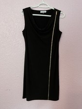 Calvin Klein Little Black Dress Sleeveless Faux Zipper Small