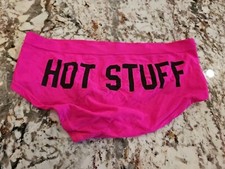 True Vintage VICTORIA SECRET PINK YOGA SEAMLESS RARE HIPSTER PANTIES "HOT STUFF"