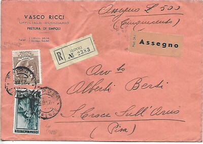 1957 65L WORK WATERMARK STARS +100L SYRACUSE ON RAC WITH CHEQUE FROM EMPOLIS