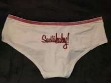 NEW Victoria's Secret Santa Baby Santababy White Bling Panty Small RARE