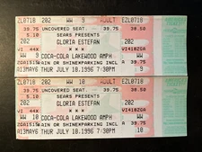 PAIR UNUSED TICKETS GLORIA ESTEFAN LAKEWOOD AMPHITHEATER ATLANTA JULY 18, 1996