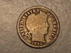 1892 Barber Dime (Filled "8" & "9" in Date & Attractive)