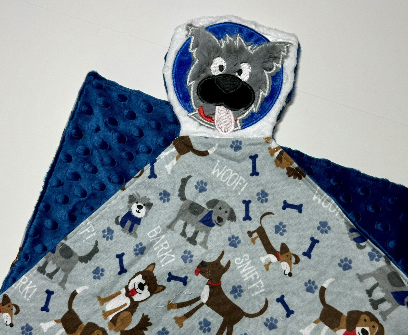 Dog Puppy  Baby  Lovey Security Blanket Appliquéd Flannel Minky Dog