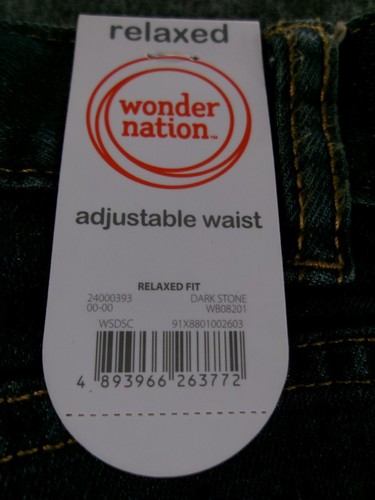 Wonder Nation Jean Youth 12 Blue Relaxed Straight Leg Causal Dark Wash New - Picture 15 of 16