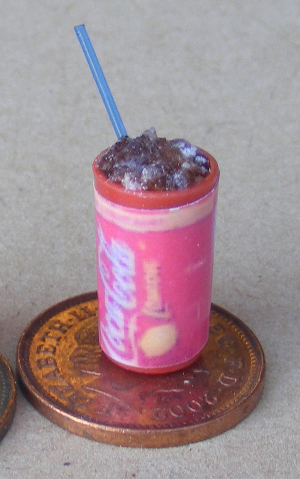 1:12 Escala Bebida con Un Coca Cola Limón Etiqueta Ice &straw Tumdee Dolls Casa