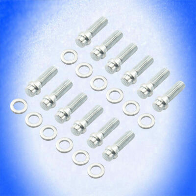 Schrauben Set Ansaugspinne VERCHROMT 265-400 cui & 90° V6 3/8''-16 x 1'' 12 Stk.