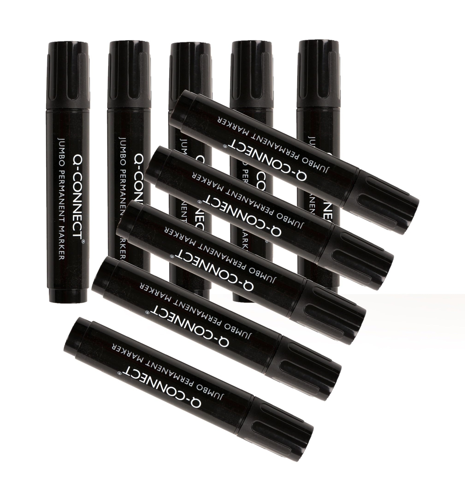 Q-Connect Jumbo Permanent Marker Pen Chisel Tip KF00270 - Black, Pack of 10 1 10