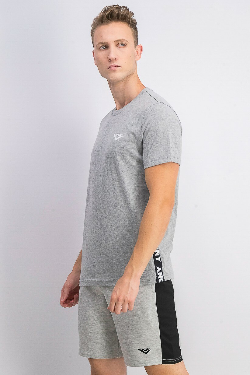 Maglietta Pony Nuova $45 manica corta con nastro con logo grigio nero uomo grande