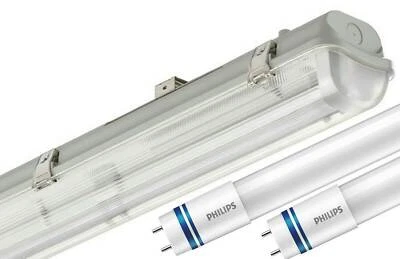 LED Feuchtraumleuchte PHILIPS mit LED Tube Lampe für Werkstatt Garage Keller etc