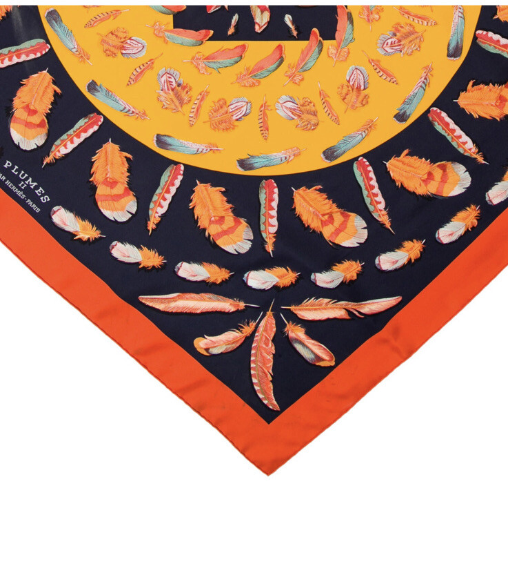 Authentic Hermes PLUMES II 90cm Silk Scarf Orange | eBay