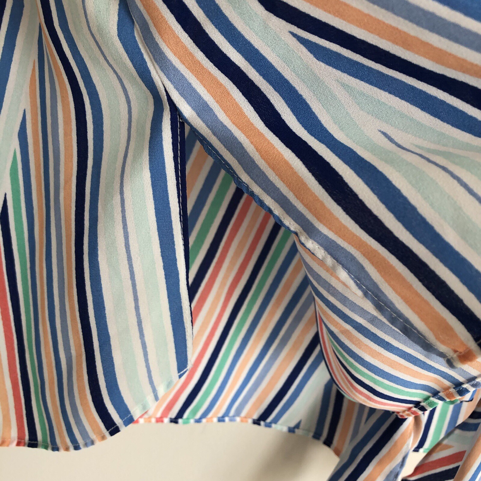 Belle Sky Sz XL Striped Long Sleeve Tie Front Blouse