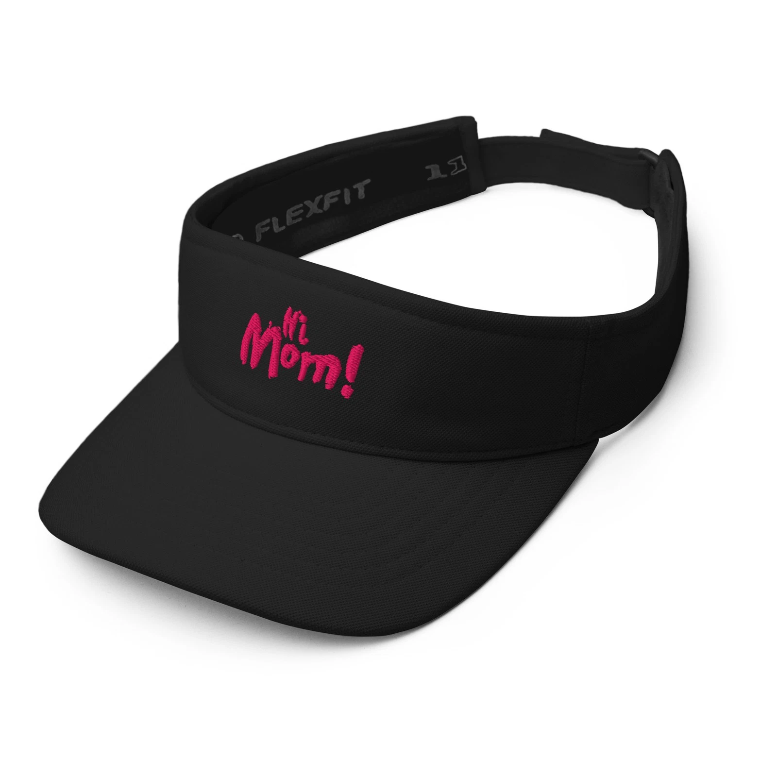 Hi Mom! Embroidered Visor, Black or Blue Unisex Adult Sun Protection