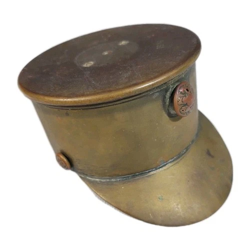 Antique Military Trench Art WW1  Officers Brass Cap Ashtray Souvenir