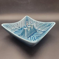 Vintage  Blue Square Ashtray USA Pottery 3609