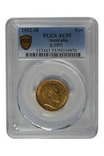 1902 0.2355 oz Gold Australia Sovereign PCGS AU-55