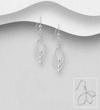 925 Sterling Silver Oval Balls Dangle Drop Earrings 42x11mm Hallmarked Gift Bag