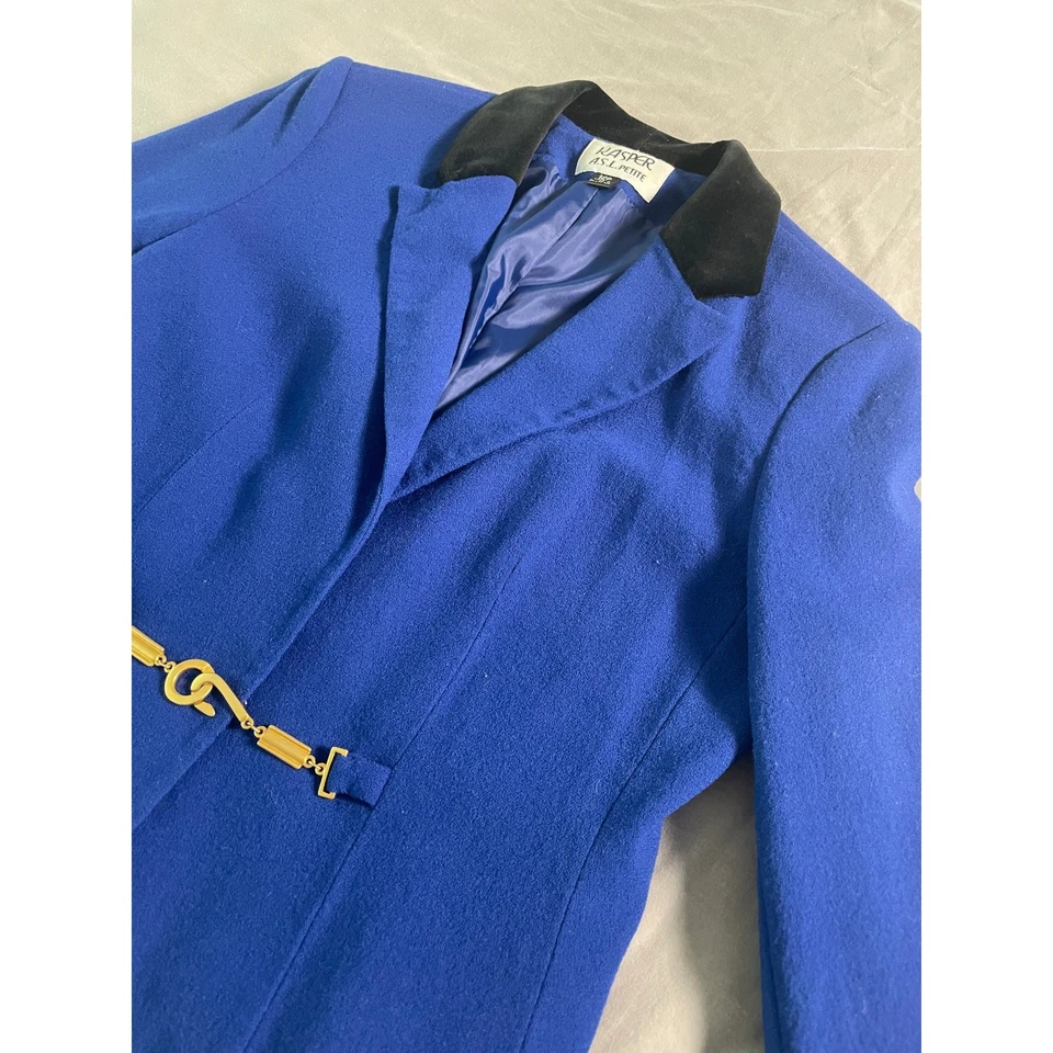 Vtg. Kasper A.S.L. Petite SZ 12P Wool Blend Blazer Royal Blue  - Image 2 of 4
