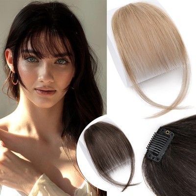 Real Hair Bangs 100% Remy Human Hair Extensions Clip-in Front Fringe Thick Air