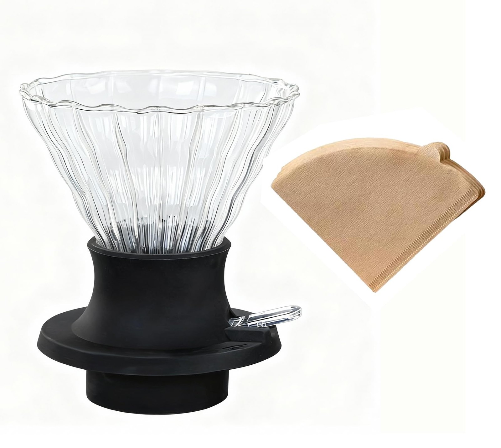 BeeCa Clever Switch-Style Coffee Dripper - One-Touch Large, Black-Clean 
