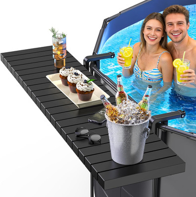 Pool Bar for above Ground Pools, Stable Poolside Drink & Snack Table Supports up