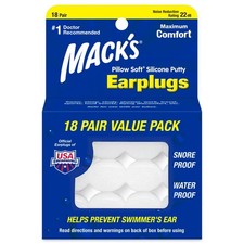 Moldable Silicone Earplugs, 18 Pair - Sleep, Swim, Travel, Concerts