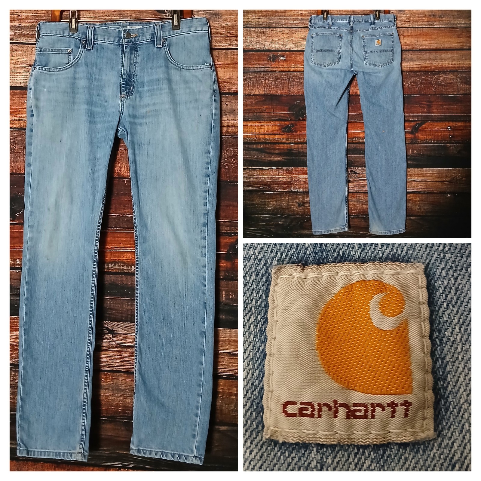 Carhartt Jeans Mens 33X32 Relaxed Tapered Rugged Flex Distressed Paint Splatter