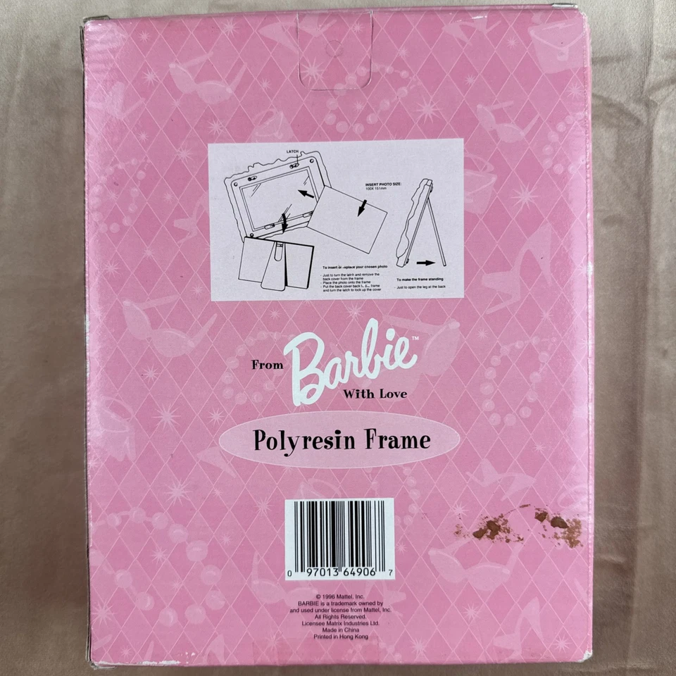 "Marco de poliresina 3D vintage 1996 Matel Barbie coleccionable 3-1/2""X 5" Foto 3 de 4