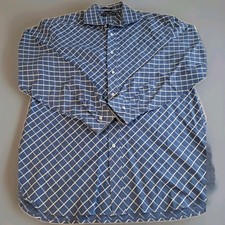 Tommy Hilfiger Men's Large Button Up Shirt Checked Embroidered Crest