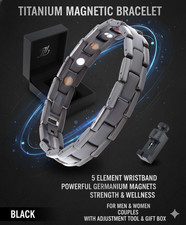 Gun Metal Pure 100% Titanium Magnetic Therapy Bracelet Pain Relief Arthritis