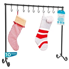 10-Hook Christmas Stocking Holder Stand | Lightweight Iron Metal Freestanding...