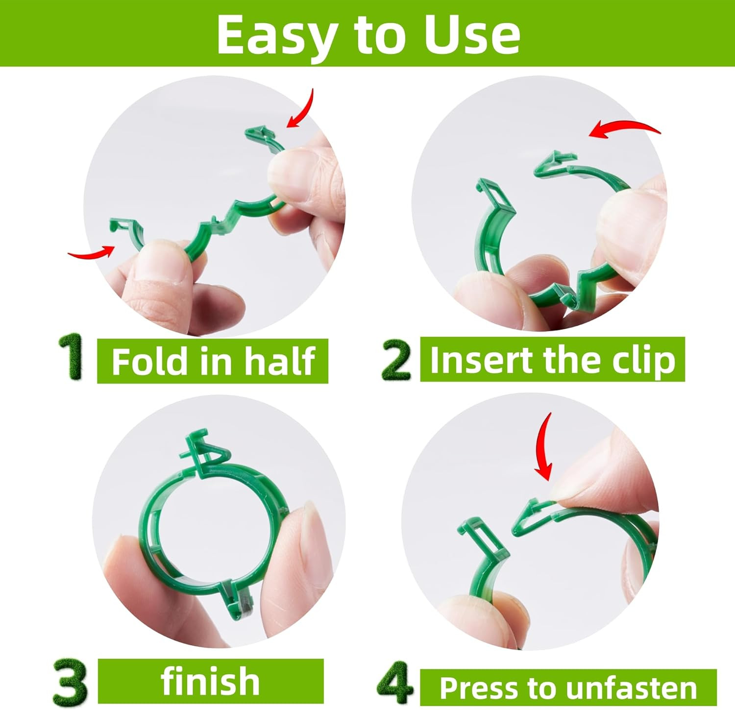 100 Pcs Plant Support Clips,Plastic Clips for Securing Plants,Tomato Vine Clips,