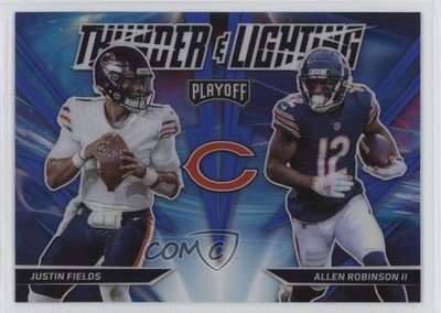 2021 Panini Playoff Blue Prizm Allen Robinson Justin Fields II Rookie RC 0wn0