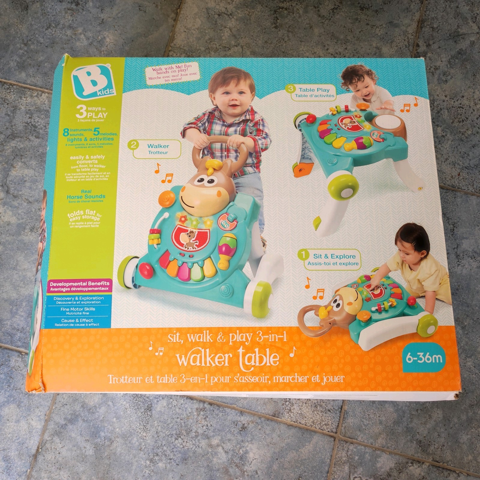BKIDS TAVOLINO PRIMI PASSI - 3 IN 1 !! - CRESCITA E APPRENDIMENTO GIOCO BAMBINI