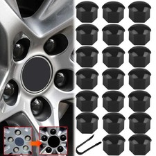 20x COPRIBULLONI 19MM TAPPI PER RUOTE AUTO IN ABS NERO UNIVERSALI COPRI DADI