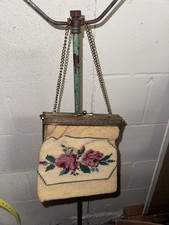 Vintage Rose Tapestry Needlepoint Purse