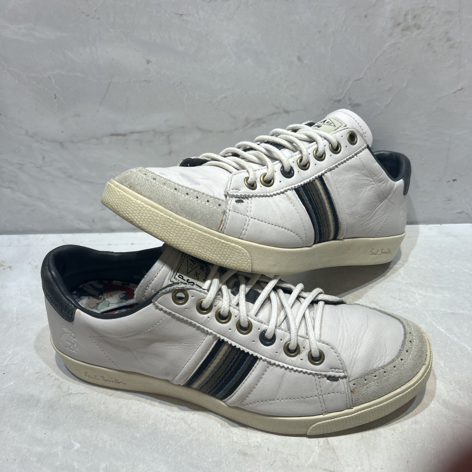 Paul Smith, Paul Smith White Leather & Suede Trainers / Sneaker Size UK 6 - Vintage & Rare