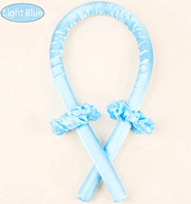 Heatless Curling Rod Headband 1in Fabric Roller Curler Light Blue Women
