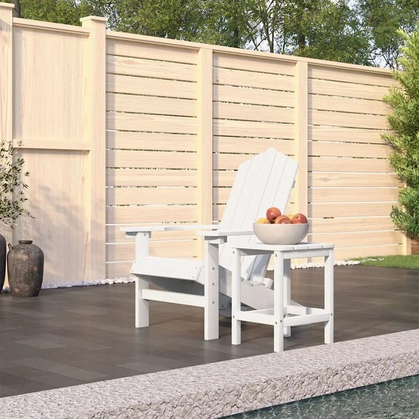 Adirondack Gartenstuhl Mit Beistelltisch Hdpe Weiß FüR Garten Terrasse-image